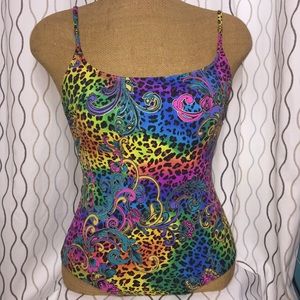 Neon animal multi print one piece